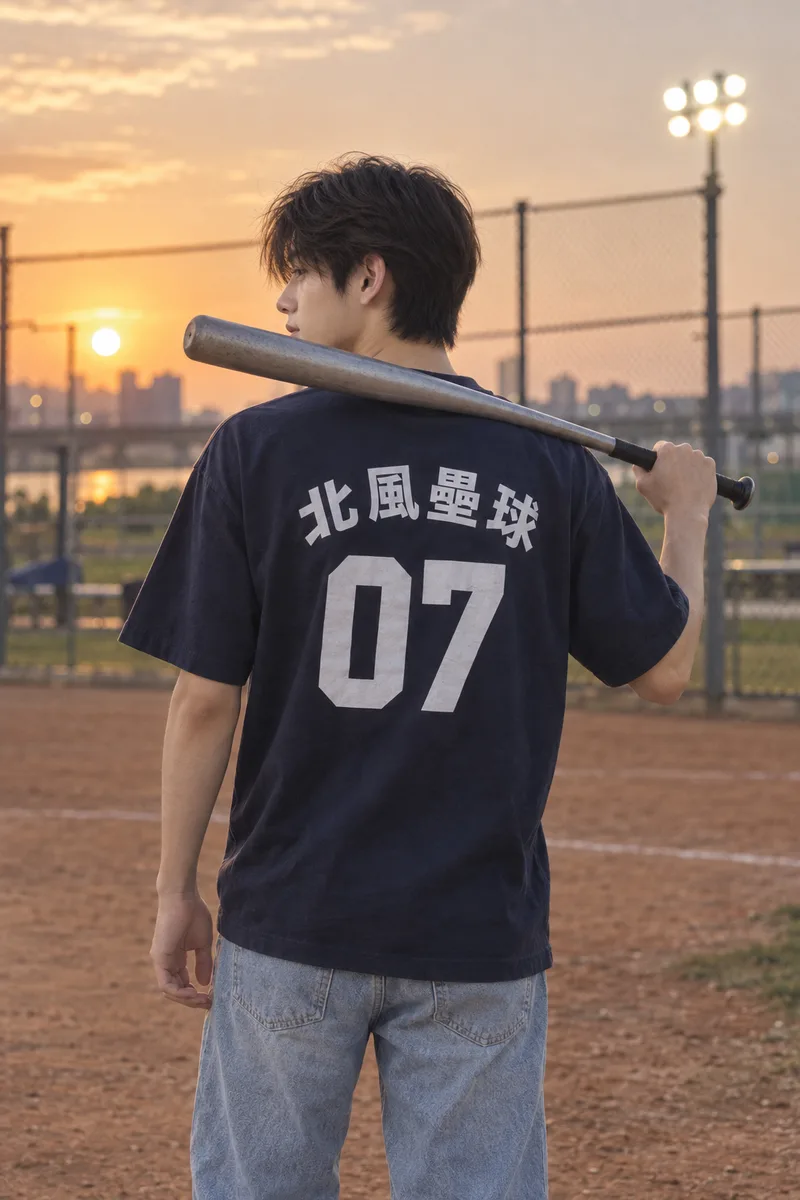 壘球隊員背上印著「北風壘球 07」